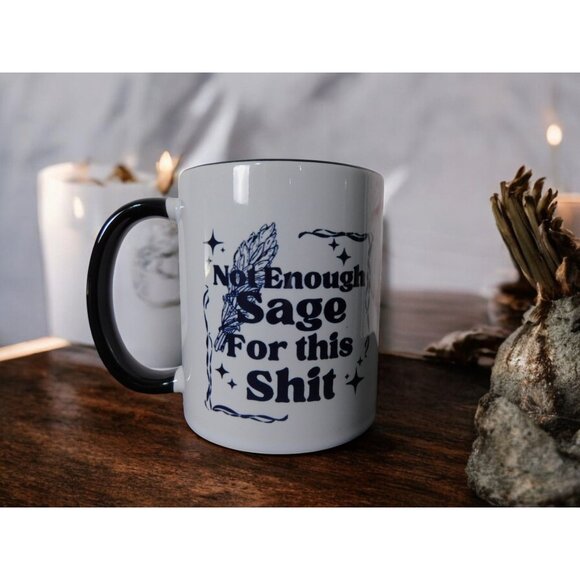 No Enough Sage Mug Fun Gothic Cottagecore Style Ceramic Coffee Cup - Picture 1 of 9
